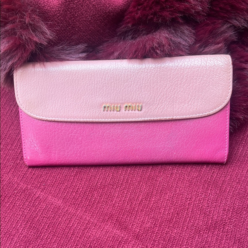 Miu Miu Two-Tone Pink Leather Continental Wallet